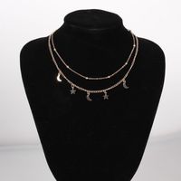 IG Style Star Moon Zinc Alloy Plating Women's Double Layer Necklaces sku image 1