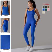 Simple Style Solid Color Nylon Cotton Blend U Neck Active Sets Skinny Pants main image 5