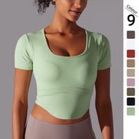 Simple Style Solid Color Nylon Spandex Round Neck Active Tops T-shirt main image 1