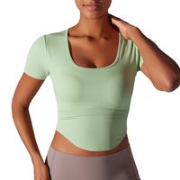 Simple Style Solid Color Nylon Spandex Round Neck Active Tops T-shirt main image 2