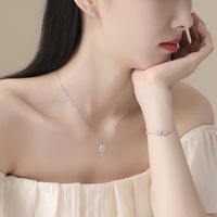 Sterling Silver Elegant Simple Style Plating Tulip Pendant Necklace main image 3