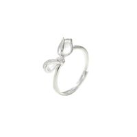 Sterling Silver Elegant Simple Style Plating Floral Zircon Adjustable Ring main image 2