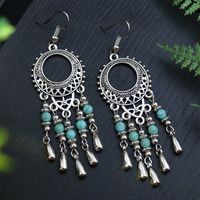 1 Pair Ethnic Style Geometric Plating Alloy Turquoise Drop Earrings sku image 11