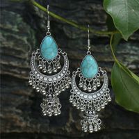 1 Pair Ethnic Style Geometric Plating Alloy Turquoise Drop Earrings sku image 13