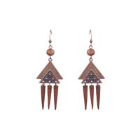 1 Pair Retro Simple Style Triangle Water Droplets Wood Iron Drop Earrings sku image 8