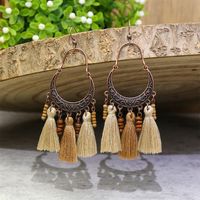 1 Pair Retro Simple Style Triangle Water Droplets Wood Iron Drop Earrings main image 3