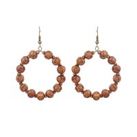 1 Pair Retro Simple Style Triangle Water Droplets Wood Iron Drop Earrings sku image 7