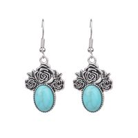 1 Pair Retro Water Droplets Plating Alloy Turquoise Drop Earrings sku image 5