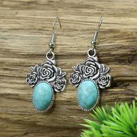 1 Pair Retro Water Droplets Plating Alloy Turquoise Drop Earrings main image 6