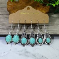 1 Pair Retro Simple Style Geometric Plating Alloy Turquoise Drop Earrings main image 6