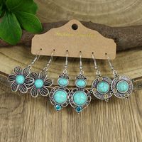 1 Pair Retro Simple Style Geometric Plating Alloy Turquoise Drop Earrings main image 5