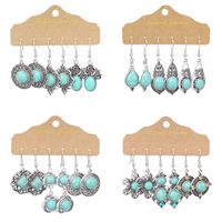 1 Pair Retro Simple Style Geometric Plating Alloy Turquoise Drop Earrings main image 3