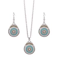 Retro Flower Alloy Turquoise Wholesale Jewelry Set sku image 7