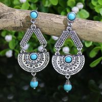 1 Pair Ethnic Style Geometric Plating Alloy Turquoise Drop Earrings sku image 9