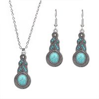 Retro Flower Alloy Turquoise Wholesale Jewelry Set sku image 6