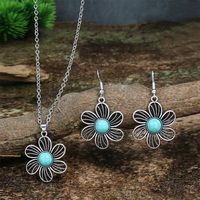 Retro Flower Alloy Turquoise Wholesale Jewelry Set main image 1