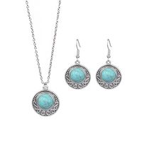 Retro Flower Alloy Turquoise Wholesale Jewelry Set sku image 3