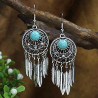 1 Pair Ethnic Style Geometric Plating Alloy Turquoise Drop Earrings sku image 8