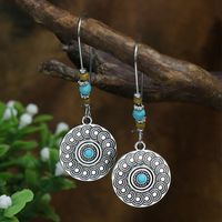 1 Pair Ethnic Style Geometric Plating Alloy Turquoise Drop Earrings sku image 2