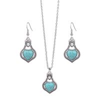 Retro Flower Alloy Turquoise Wholesale Jewelry Set sku image 5