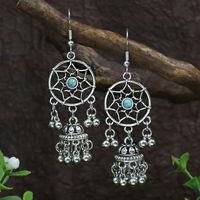 1 Pair Ethnic Style Geometric Plating Alloy Turquoise Drop Earrings sku image 11