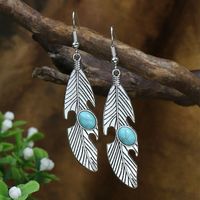 1 Pair Ethnic Style Geometric Plating Alloy Turquoise Drop Earrings sku image 1