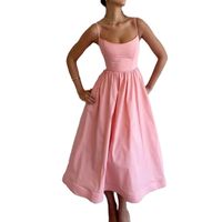 Women's Strap Dress Sexy Strap Pleated Sleeveless Solid Color Midi Dress Holiday Daily main image 4