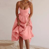 Women's Strap Dress Sexy Strap Pleated Sleeveless Solid Color Midi Dress Holiday Daily main image 1