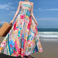 Women's Strap Dress Vacation Collarless Printing Sleeveless Printing Maxi Long Dress Holiday Beach main image 4