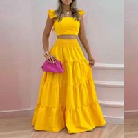 Holiday Daily Women's Vacation Solid Color Polyester Skirt Sets Skirt Sets main image 3
