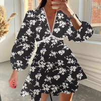Women's Regular Dress Vacation V Neck Printing Lace Nine Points Sleeve Printing Above Knee Holiday Beach main image 3