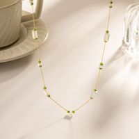 304 Stainless Steel Opal IG Style Sweet Beaded Geometric Necklace main image 6