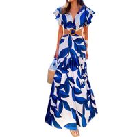 Women's Swing Dress Vacation V Neck Printing Short Sleeve Printing Maxi Long Dress Holiday Beach main image 4