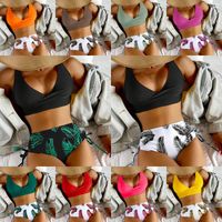 Women's Ditsy Floral Solid Color 2 Pieces Set Bikinis Swimwear main image 1