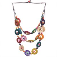 Vintage Style Simple Style Circle Round Wooden Beads Coconut Shell Charcoal Women's Three Layer Necklace sku image 1