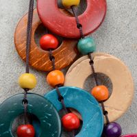 Vintage Style Simple Style Circle Round Wooden Beads Coconut Shell Charcoal Women's Three Layer Necklace main image 7