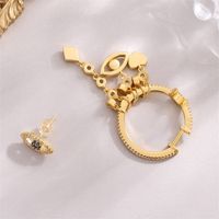 1 Pair Glam Heart Shape Eye Plating Inlay Copper Zircon 18K Gold Plated Earrings main image 2