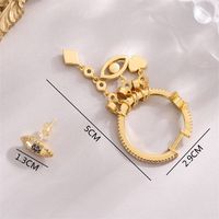 1 Pair Glam Heart Shape Eye Plating Inlay Copper Zircon 18K Gold Plated Earrings main image 4
