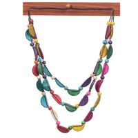 Casual Ethnic Style Moon Wooden Beads Wood Coconut Shell Charcoal Women's Three Layer Necklace main image 3