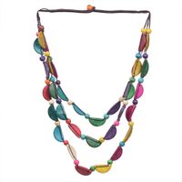 Casual Ethnic Style Moon Wooden Beads Wood Coconut Shell Charcoal Women's Three Layer Necklace sku image 1
