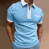 Men's Solid Color Simple Style Turndown Short Sleeve Loose Men's T-shirt main image 1