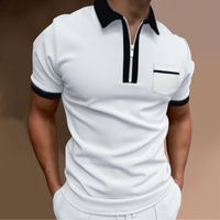 Men's Solid Color Simple Style Turndown Short Sleeve Loose Men's T-shirt main image 3