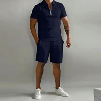 Men's Solid Color Simple Style V Neck Short Sleeve Regular Fit Men's Sets main image 5