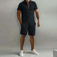 Men's Solid Color Simple Style V Neck Short Sleeve Regular Fit Men's Sets main image 2