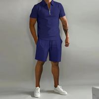 Men's Solid Color Simple Style V Neck Short Sleeve Regular Fit Men's Sets main image 4