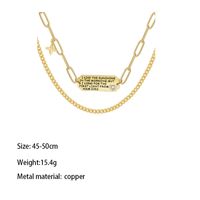 Wholesale Glam Solid Color Square Copper Plating Carving Gold Plated Layered Necklaces main image 5