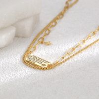 Wholesale Glam Solid Color Square Copper Plating Carving Gold Plated Layered Necklaces sku image 7