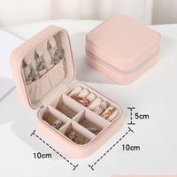 Simple Style Solid Color Leather Jewelry Boxes sku image 1