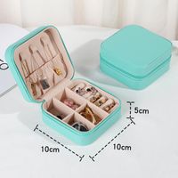 Simple Style Solid Color Leather Jewelry Boxes sku image 2