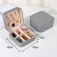 Simple Style Solid Color Leather Jewelry Boxes sku image 4